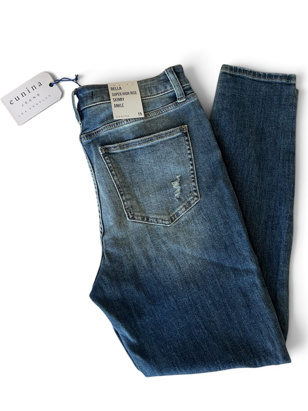Eunina Blue Slim Fit Women’s Jeans - Bella Super High Rise Skinny Ankle Size 15